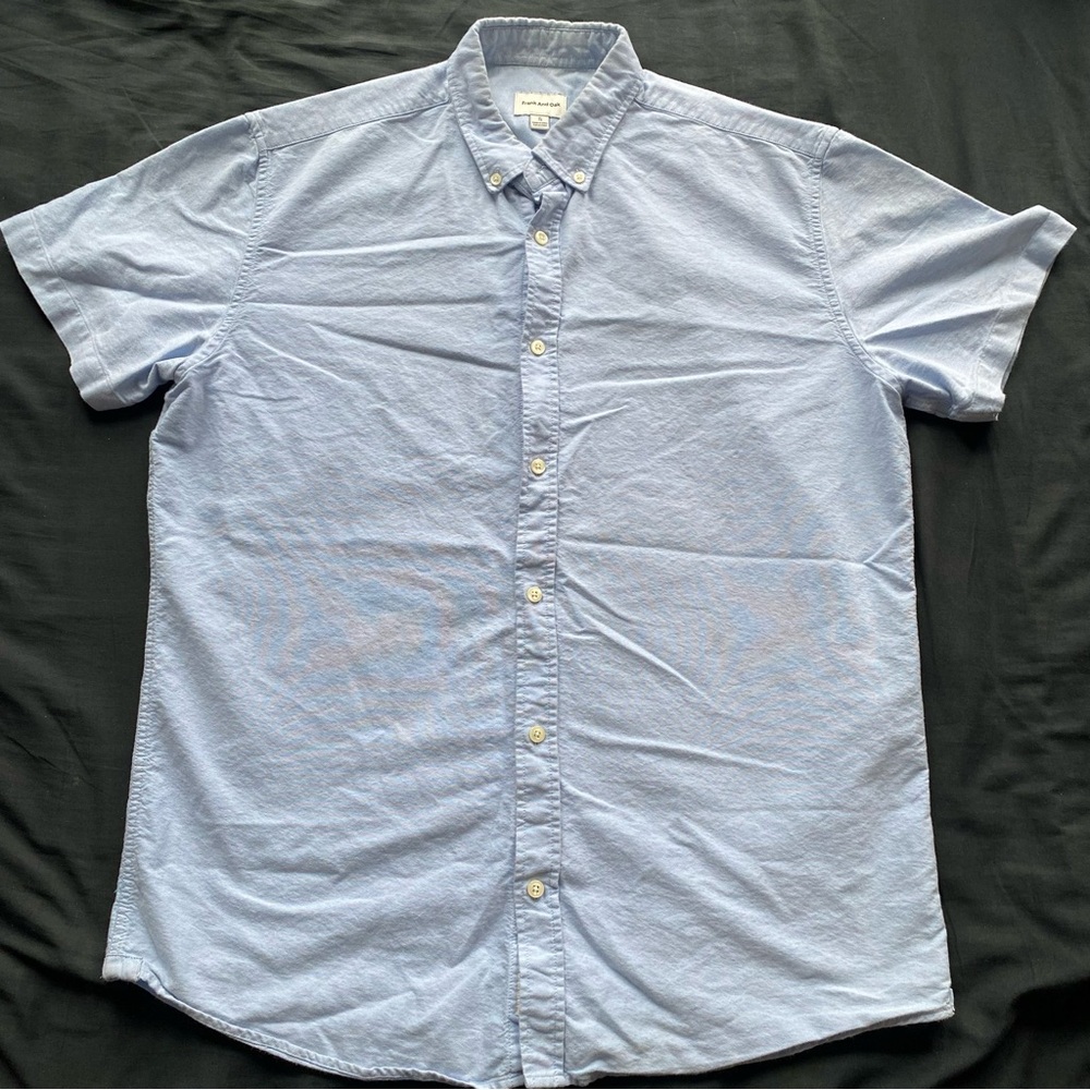 Frank & Oak Light Blue Short-Sleeve Button-Down Shirt